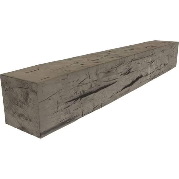Hand Hewn Faux Wood Fireplace Mantel, Burnished Golden Oak, 6
